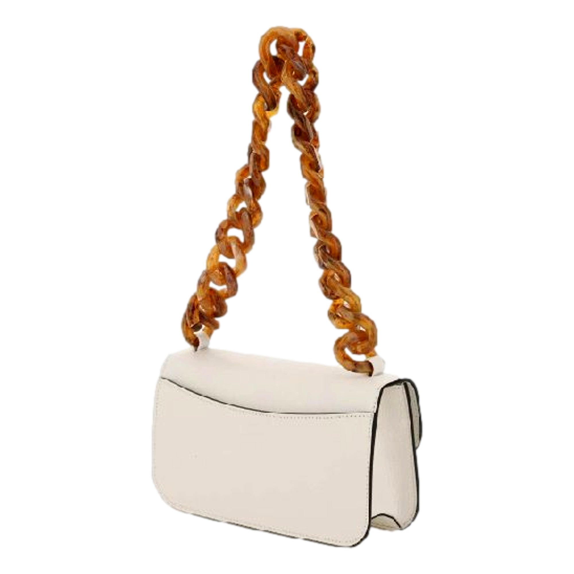 Miu Miu Madras White Leather Tortoise Chain Handbag