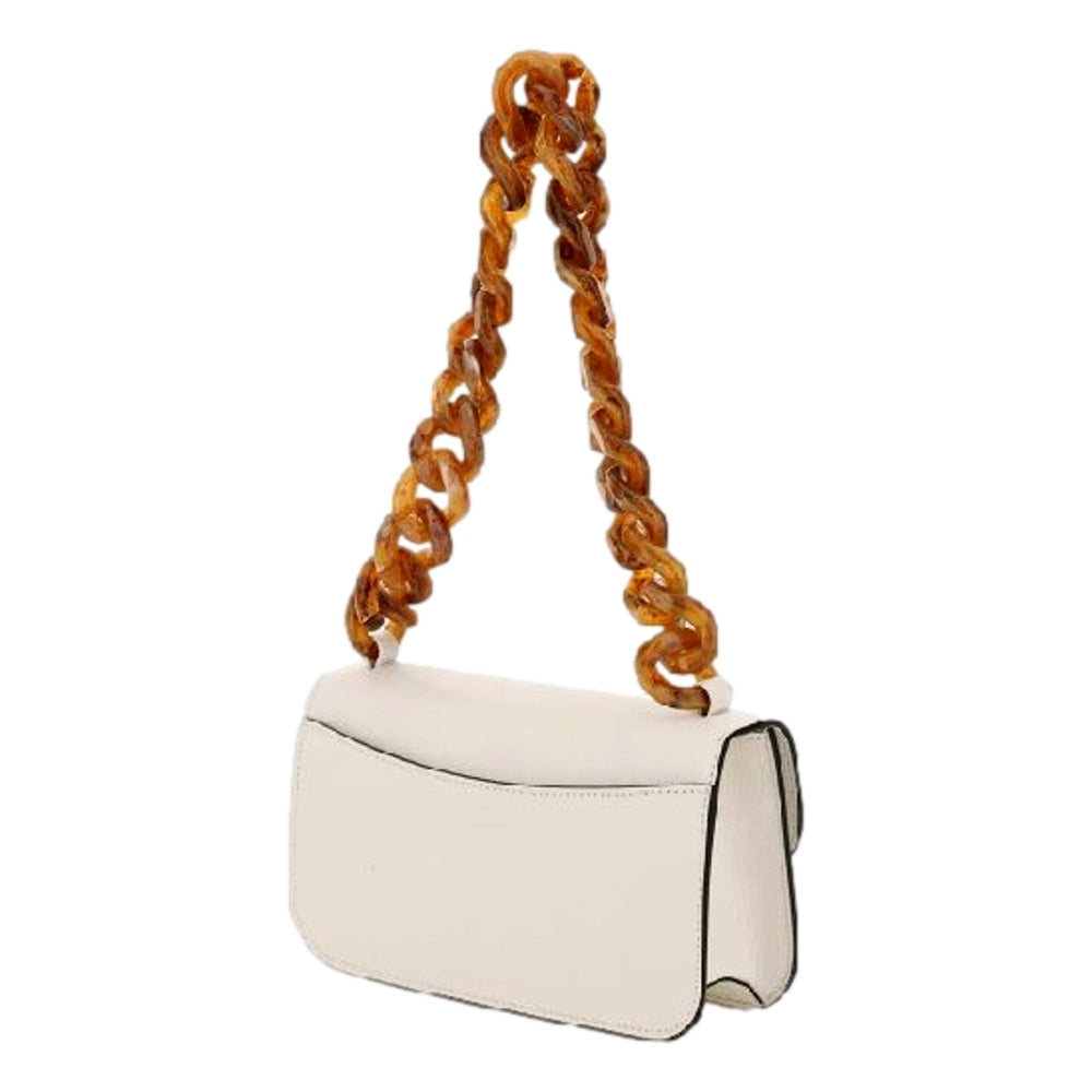 Miu Miu Madras White Leather Tortoise Chain Handbag