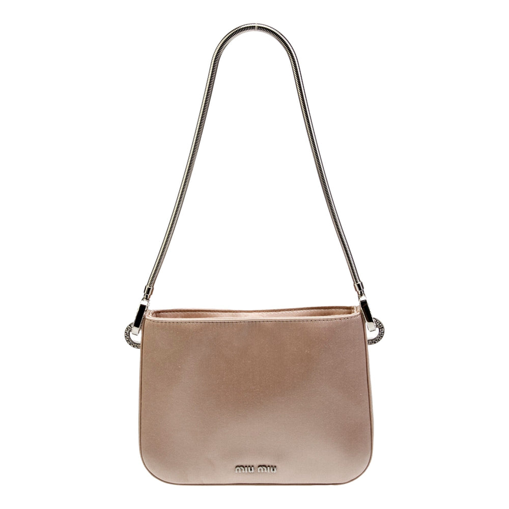 Miu Miu Sassy Crystal Embellished Powder Pink Satin Handbag