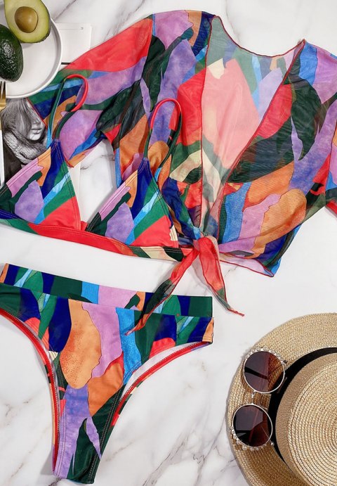 3pack Allover Graphic Micro Triangle Bikini Swimsuit