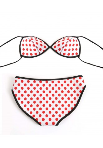 Rubber Polka Dot Bikini Set