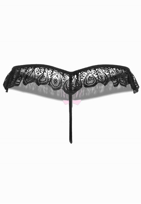 Women Lace Pearl Beading Thong
