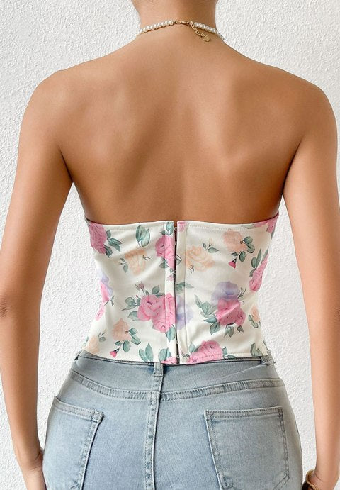 Stylish Floral Print Corset Top