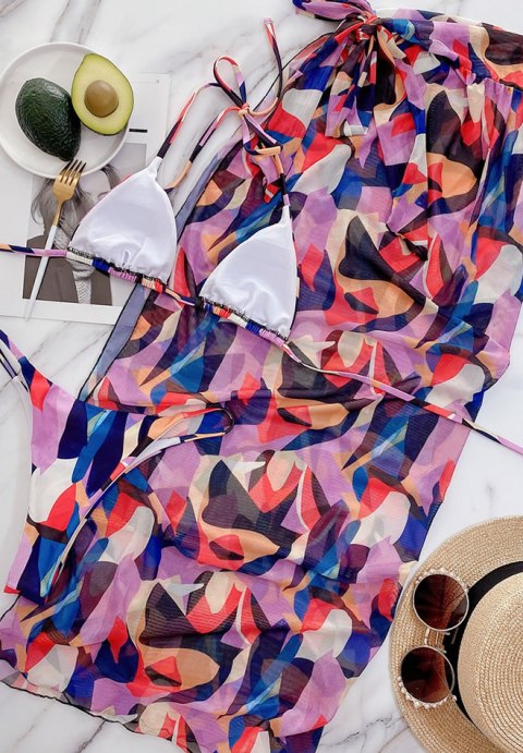 3pack Allover Graphic Triangle Bikini Swimsuit