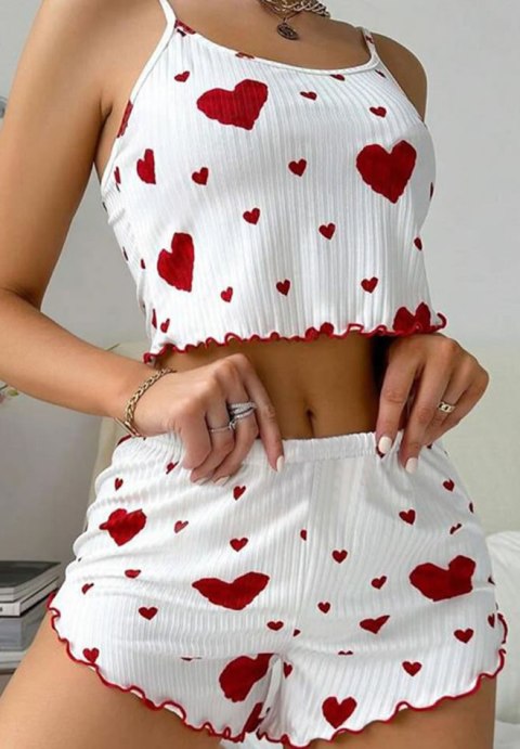 Adorable Heart Print Cami and Shorts Set