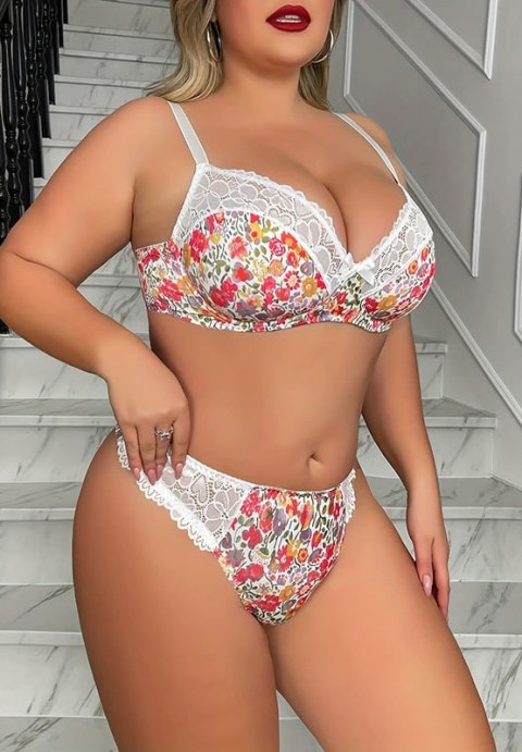 Vibrant Floral Plus Size Lingerie Set