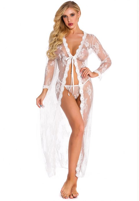 Long Sheer Lace Robe
