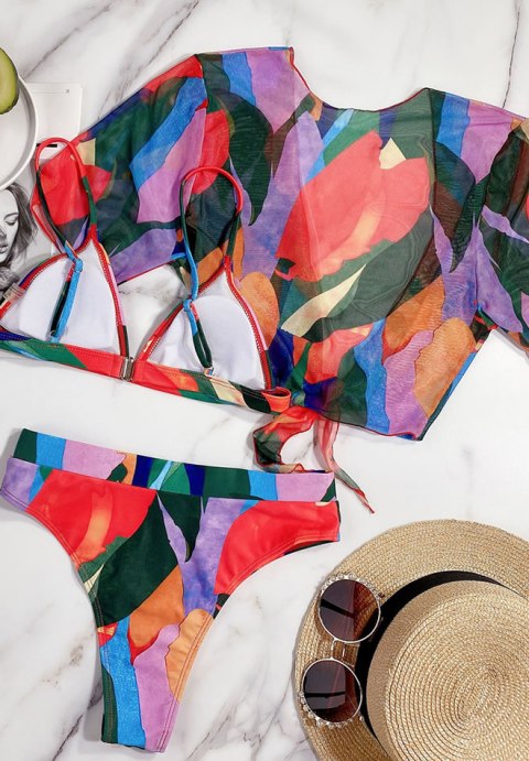 3pack Allover Graphic Micro Triangle Bikini Swimsuit