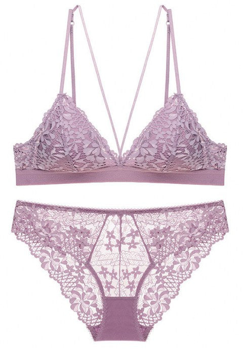 Sexy Embroidered Lace Push up Bralette Set