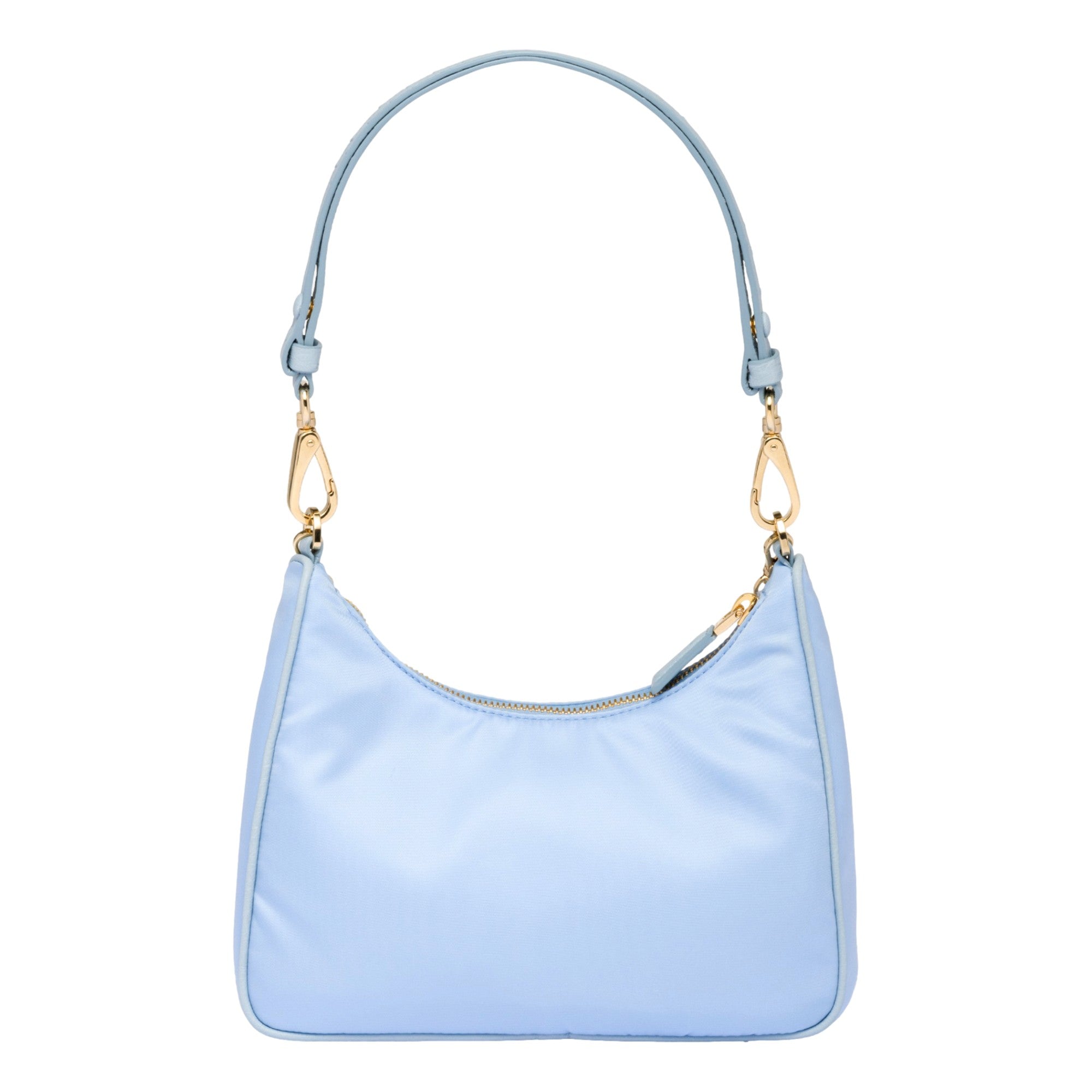 Prada 2Way Tessuto Nylon and Ostrich Leather Shoulder Handbag in Cielo Blue