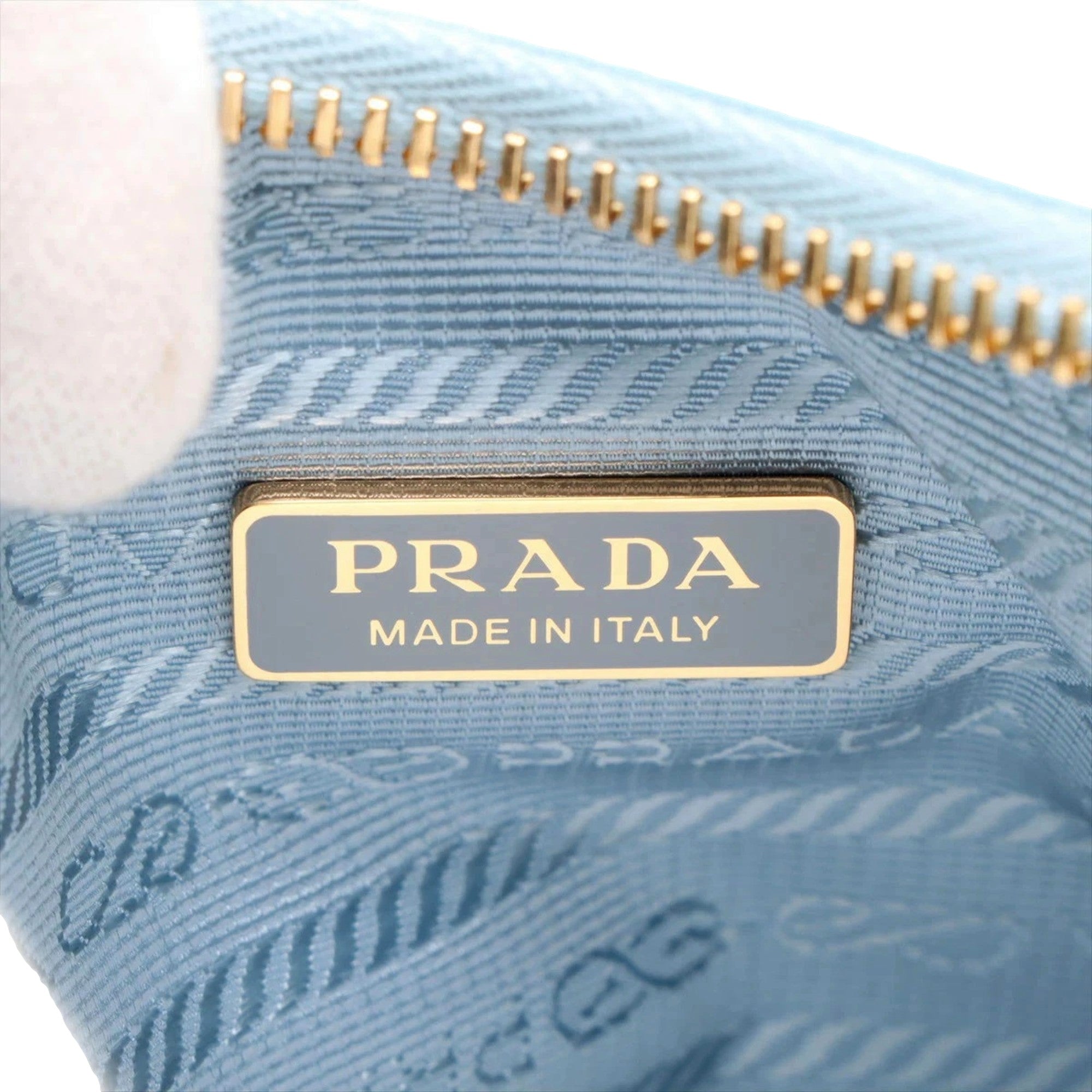 Prada 2Way Tessuto Nylon and Ostrich Leather Shoulder Handbag in Cielo Blue