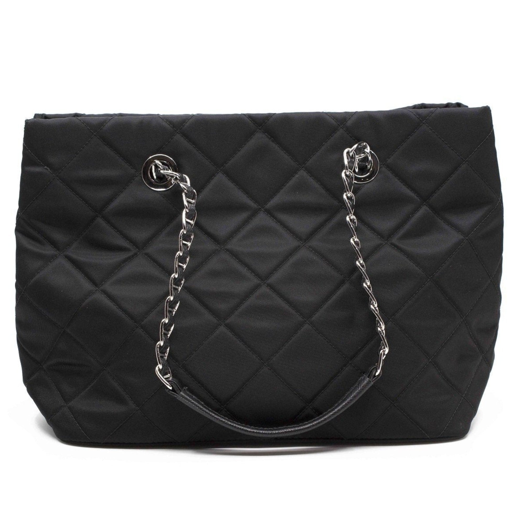 Prada Quilted Tessuto Nylon Chain Shoulder Tote Bag Black