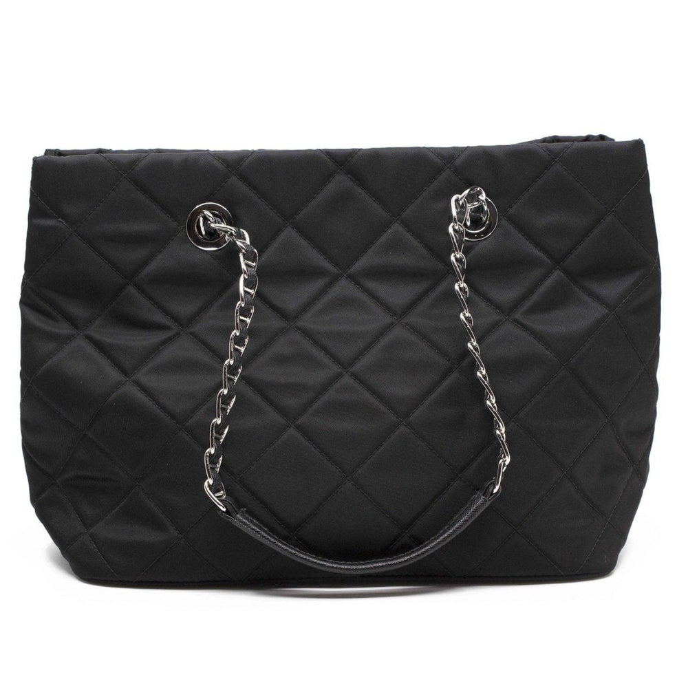 Prada Quilted Tessuto Nylon Chain Shoulder Tote Bag Black
