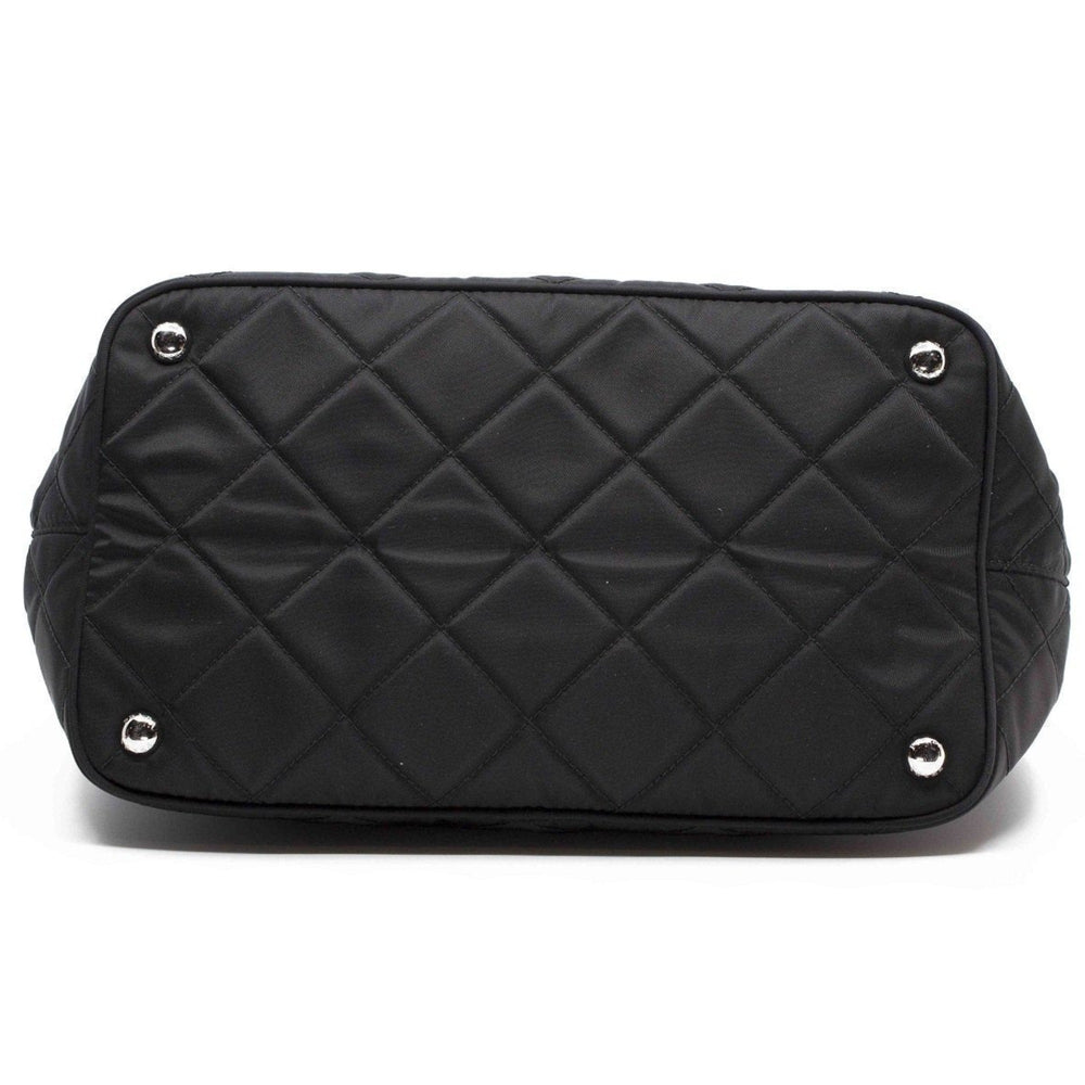 Prada Quilted Tessuto Nylon Chain Shoulder Tote Bag Black