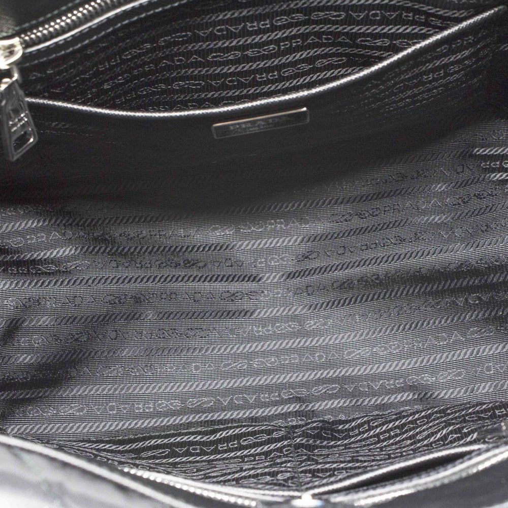 Prada Quilted Tessuto Nylon Chain Shoulder Tote Bag Black