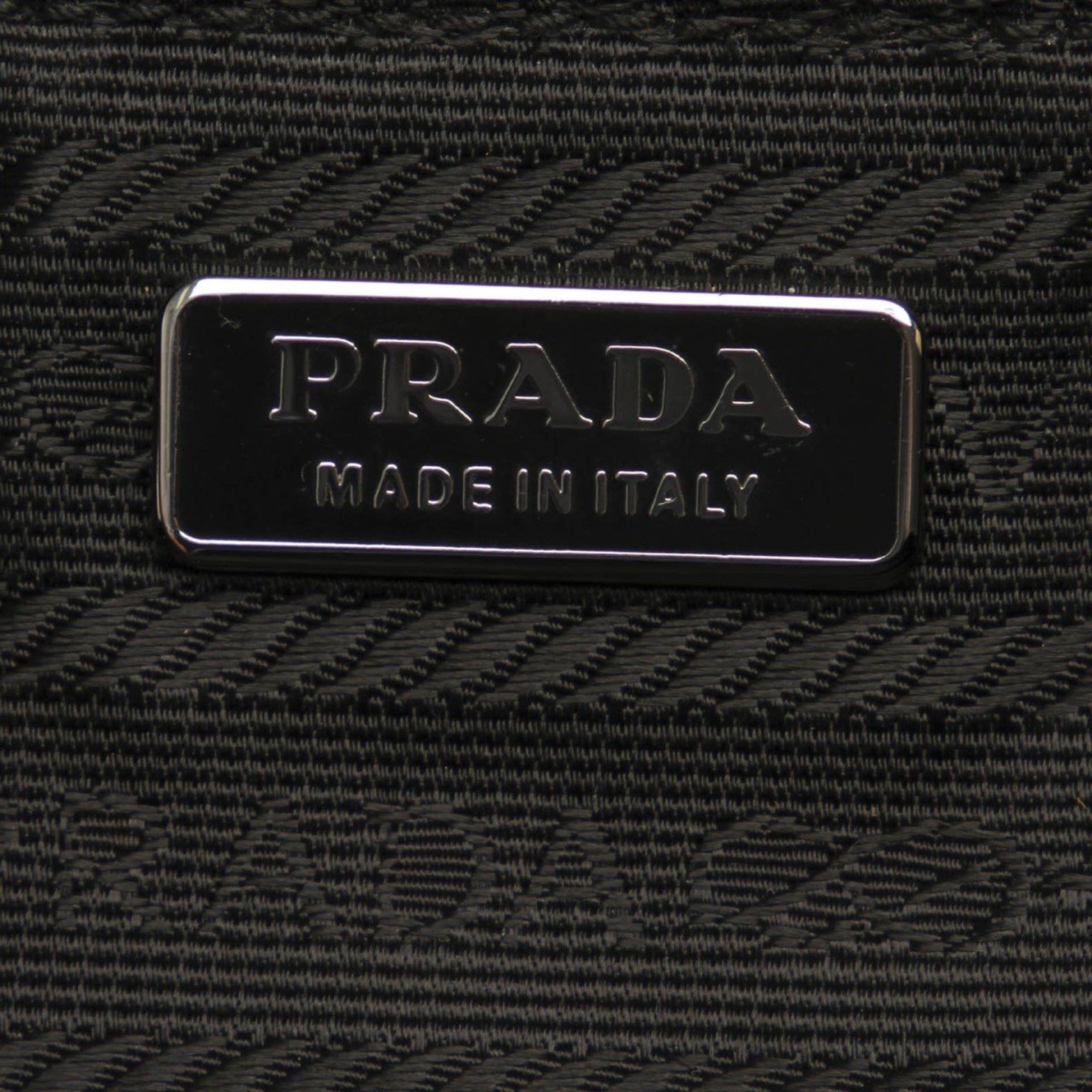 Prada Tessuto Nylon Black Triangle Logo Wristlet Clutch Pouch Bag