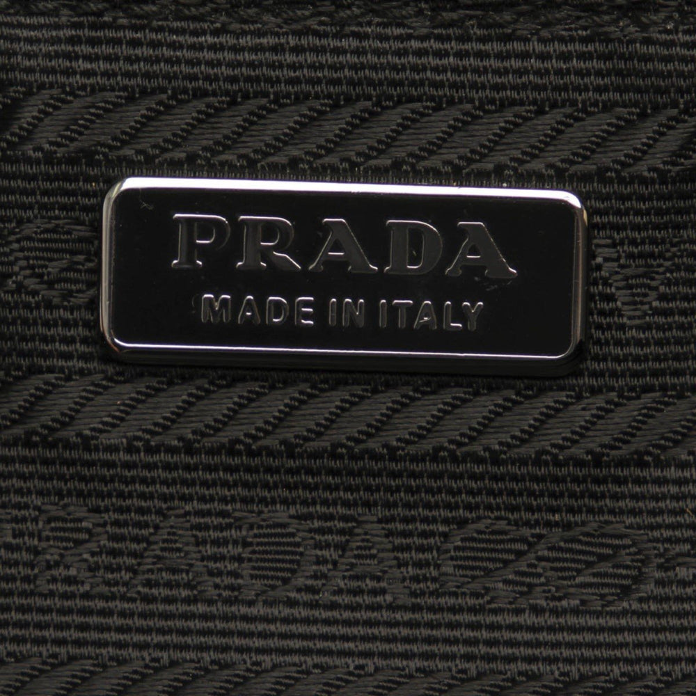 Prada Tessuto Nylon Black Triangle Logo Wristlet Clutch Pouch Bag