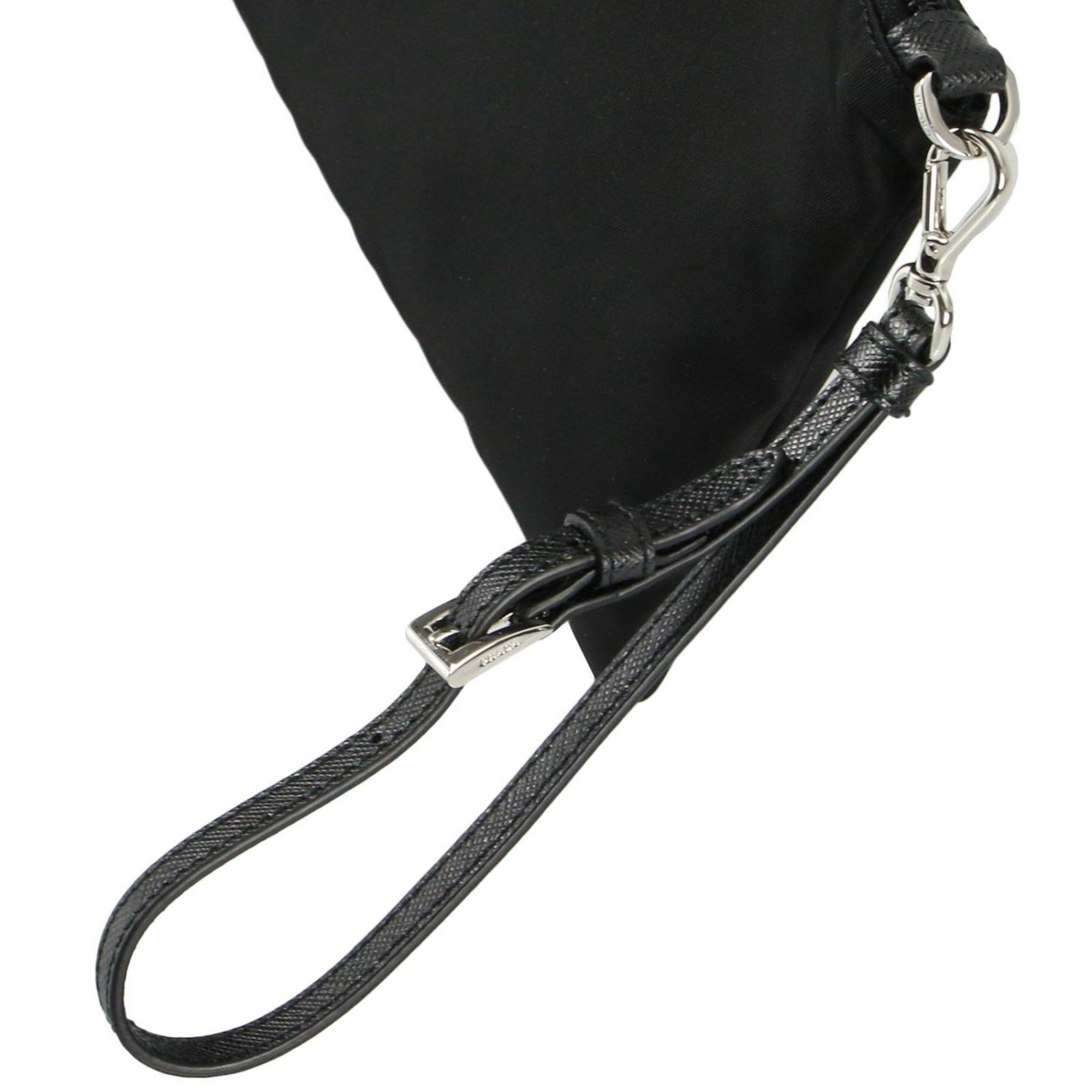 Prada Tessuto Nylon Black Triangle Logo Wristlet Clutch Pouch Bag