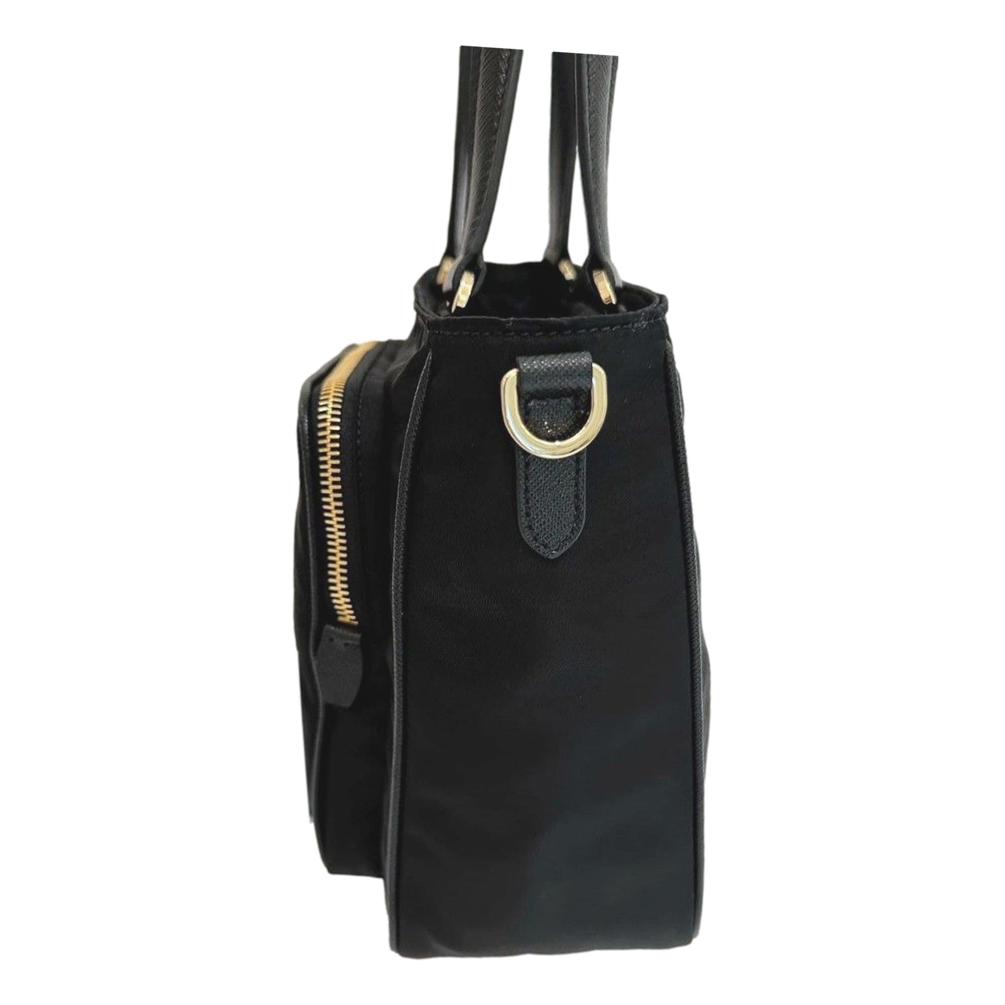 Prada Black Tessuto Nylon and Saffiano Leather Crossbody Satchel