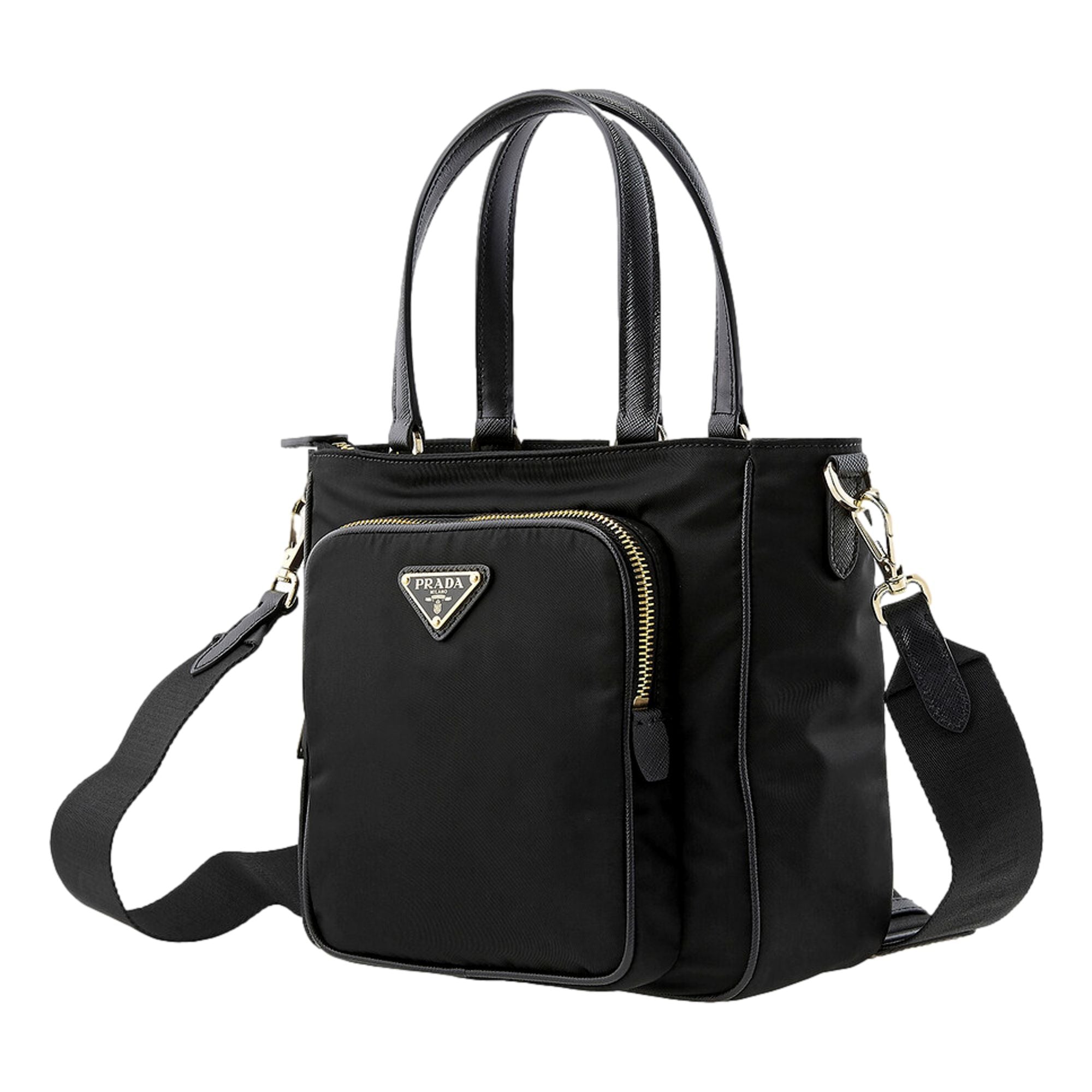 Prada Black Tessuto Nylon and Saffiano Leather Crossbody Satchel
