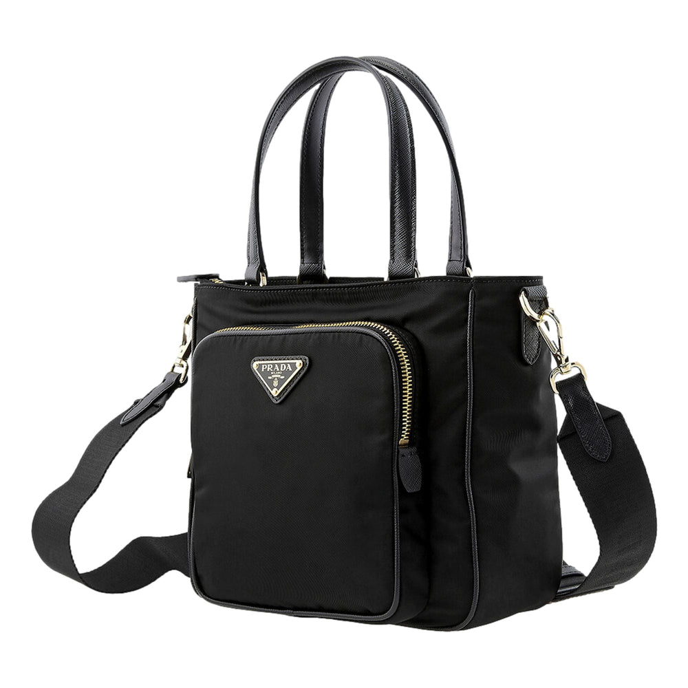Prada Black Tessuto Nylon and Saffiano Leather Crossbody Satchel