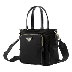 Prada Black Tessuto Nylon and Saffiano Leather Crossbody Satchel