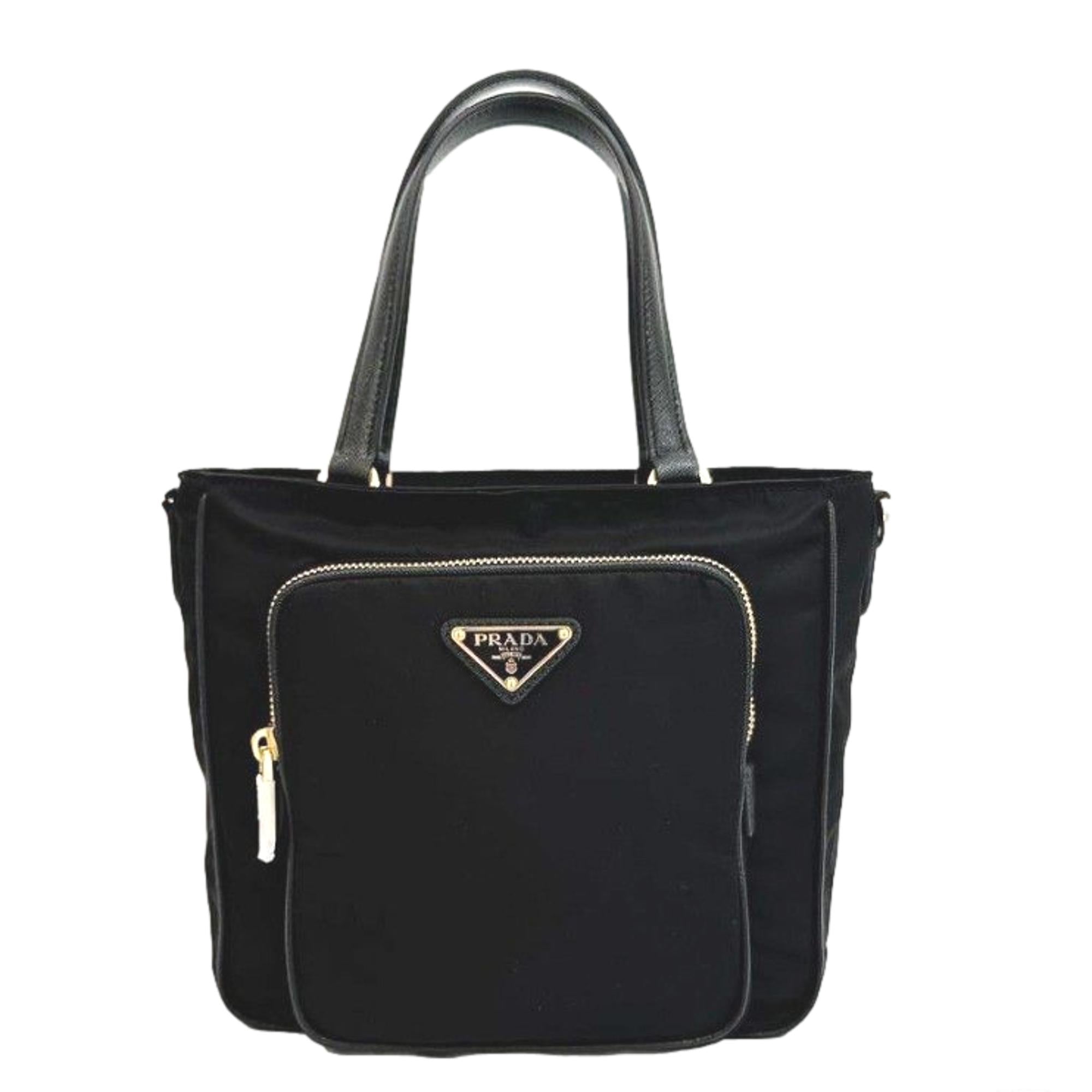 Prada Black Tessuto Nylon and Saffiano Leather Crossbody Satchel