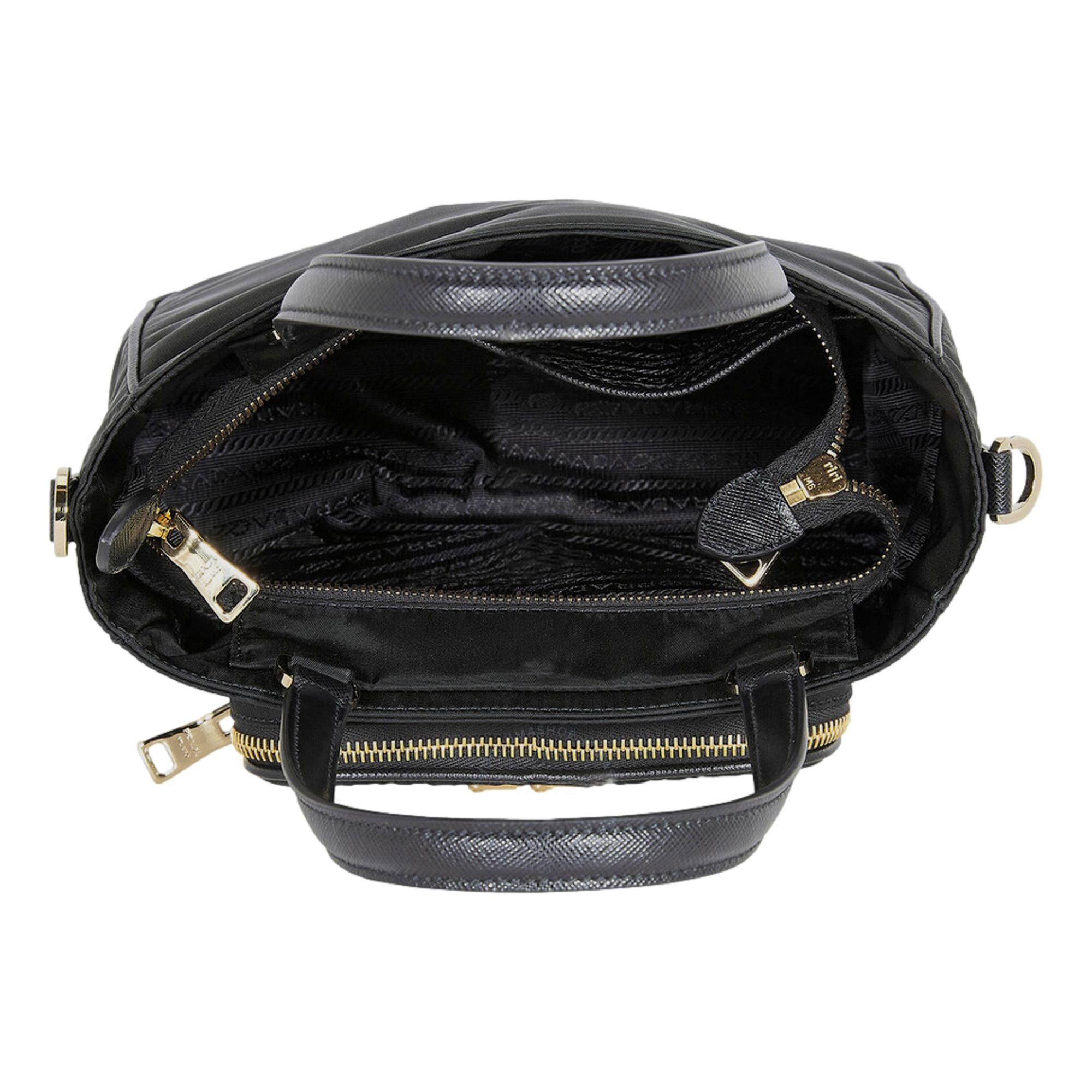 Prada Black Tessuto Nylon and Saffiano Leather Crossbody Satchel