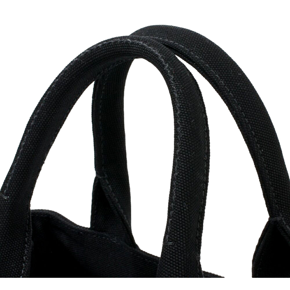 Prada Canapa Black Canvas Logo Tote Handbag Medium