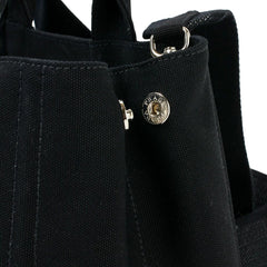 Prada Canapa Black Canvas Logo Tote Handbag Medium