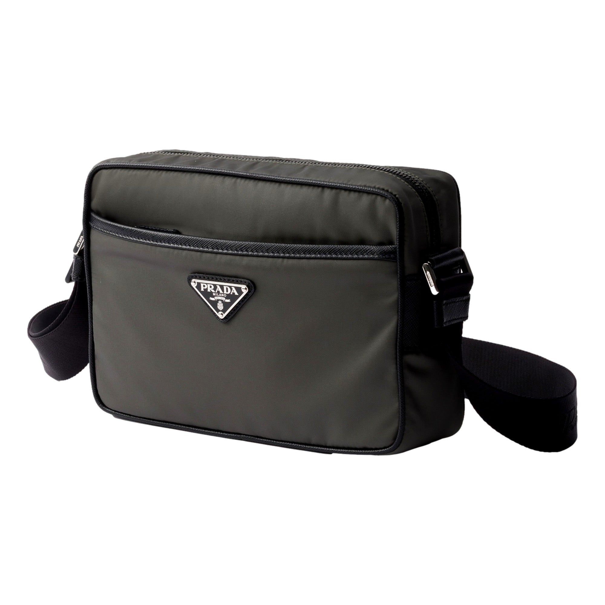 Prada Re-Nylon Saffiano Leather Camera Crossbody Zip Bag in Green
