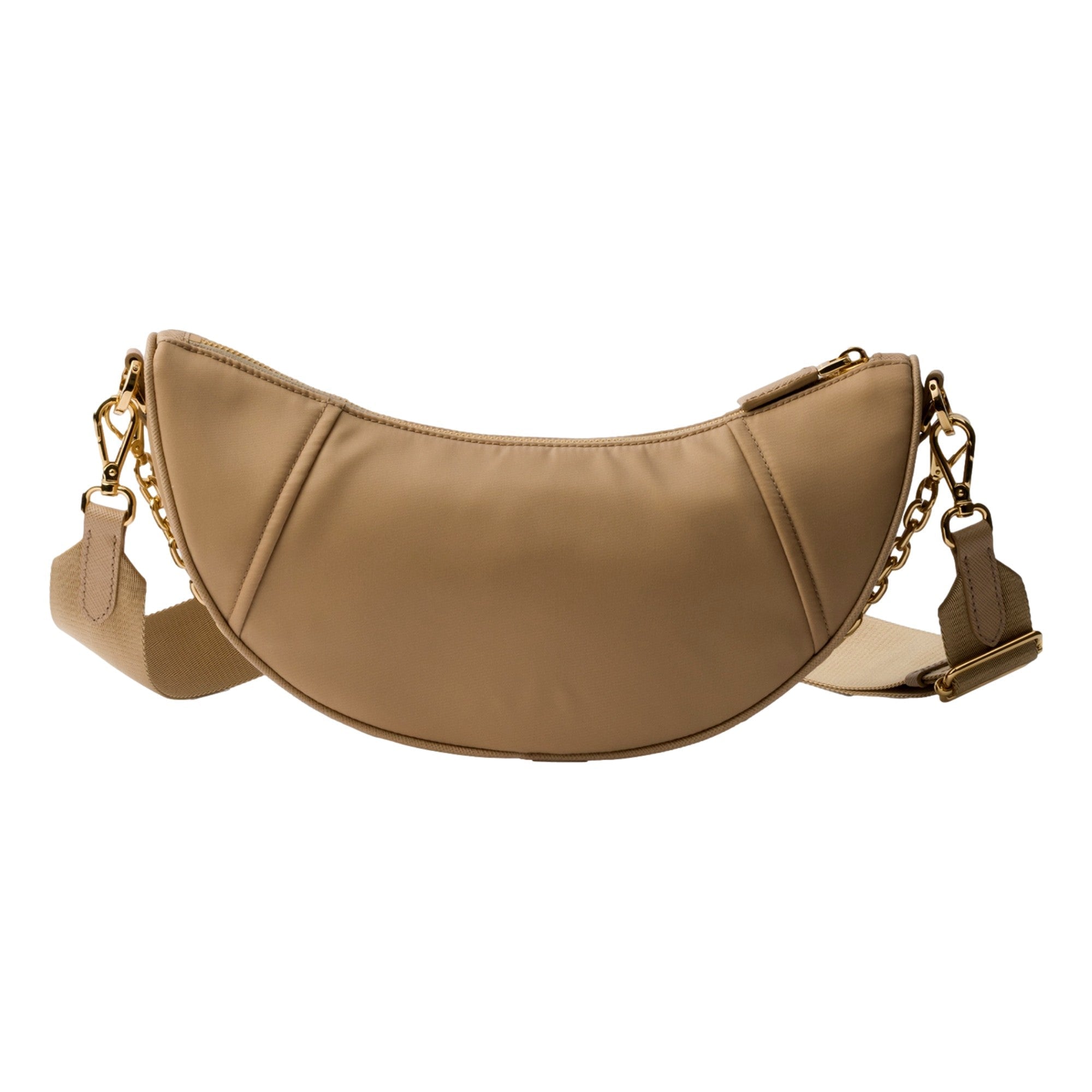 Prada Demi Lune Re-Nylon Crescent Shoulder Bag in Beige