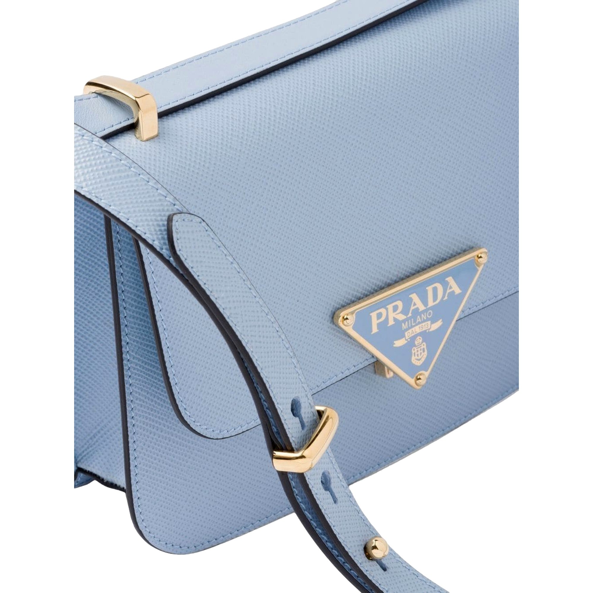 Prada Embleme Triangle Logo Saffiano Leather Crossbody Bag Celeste Blue