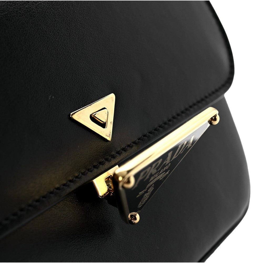 Prada Embleme Triangle Logo Soft Calfskin Crossbody Bag Black