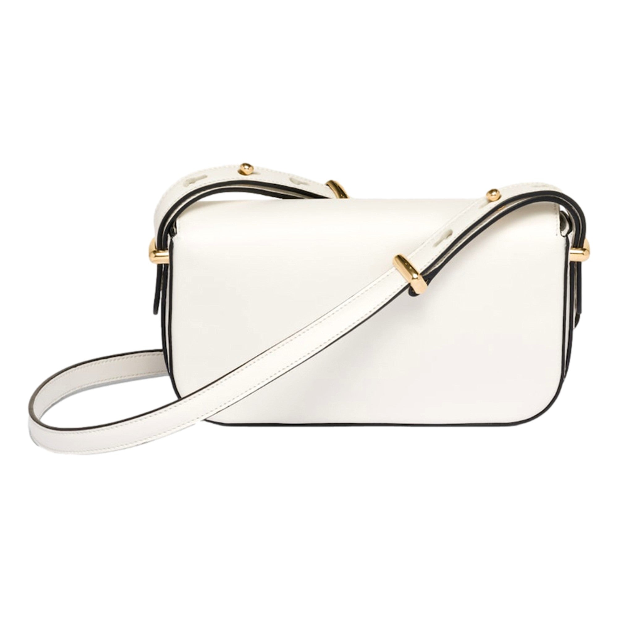 Prada Embleme Triangle Logo Soft Calfskin Crossbody Bag White