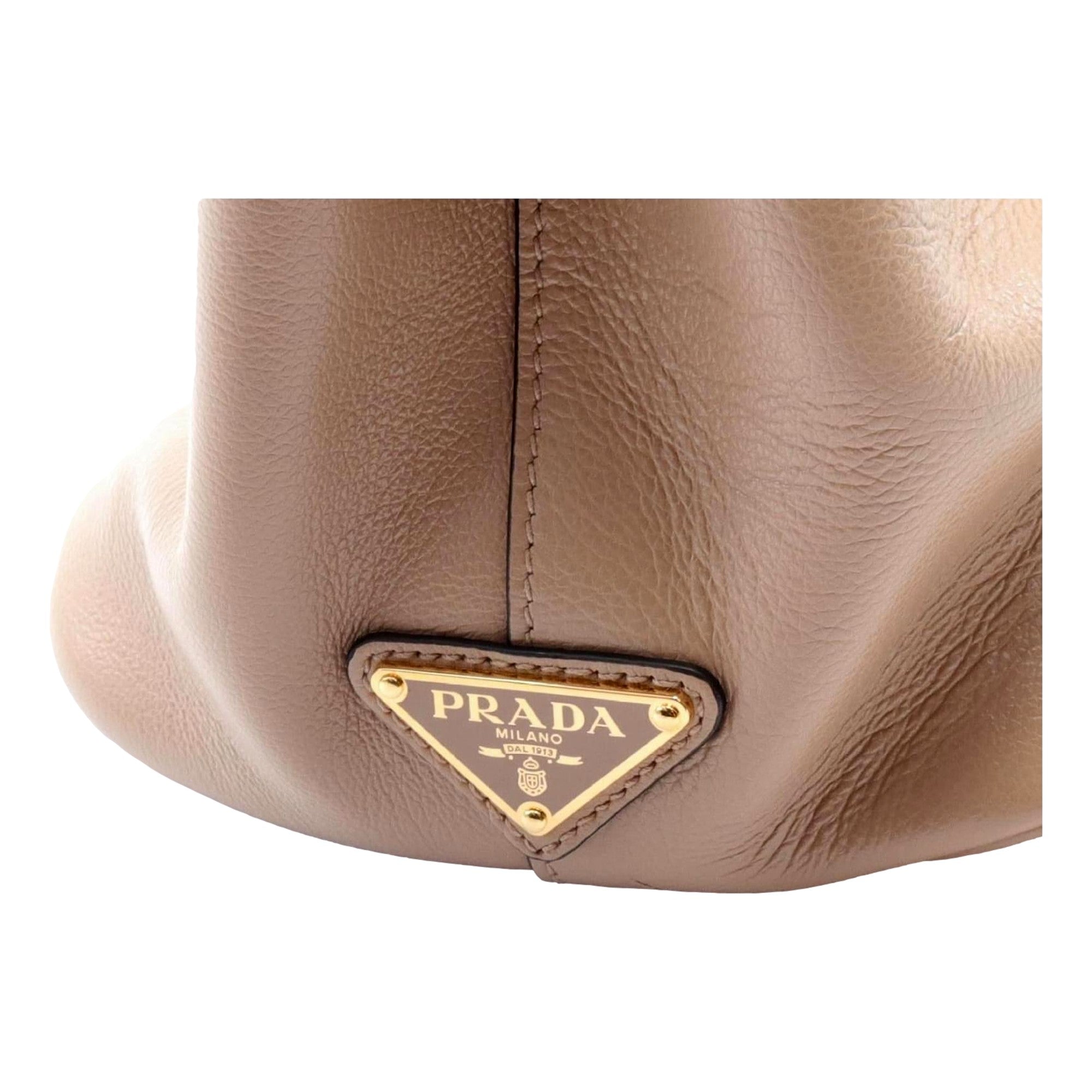 Prada Cammeo Beige Soft Leather Shopper Tote Shoulder Bag