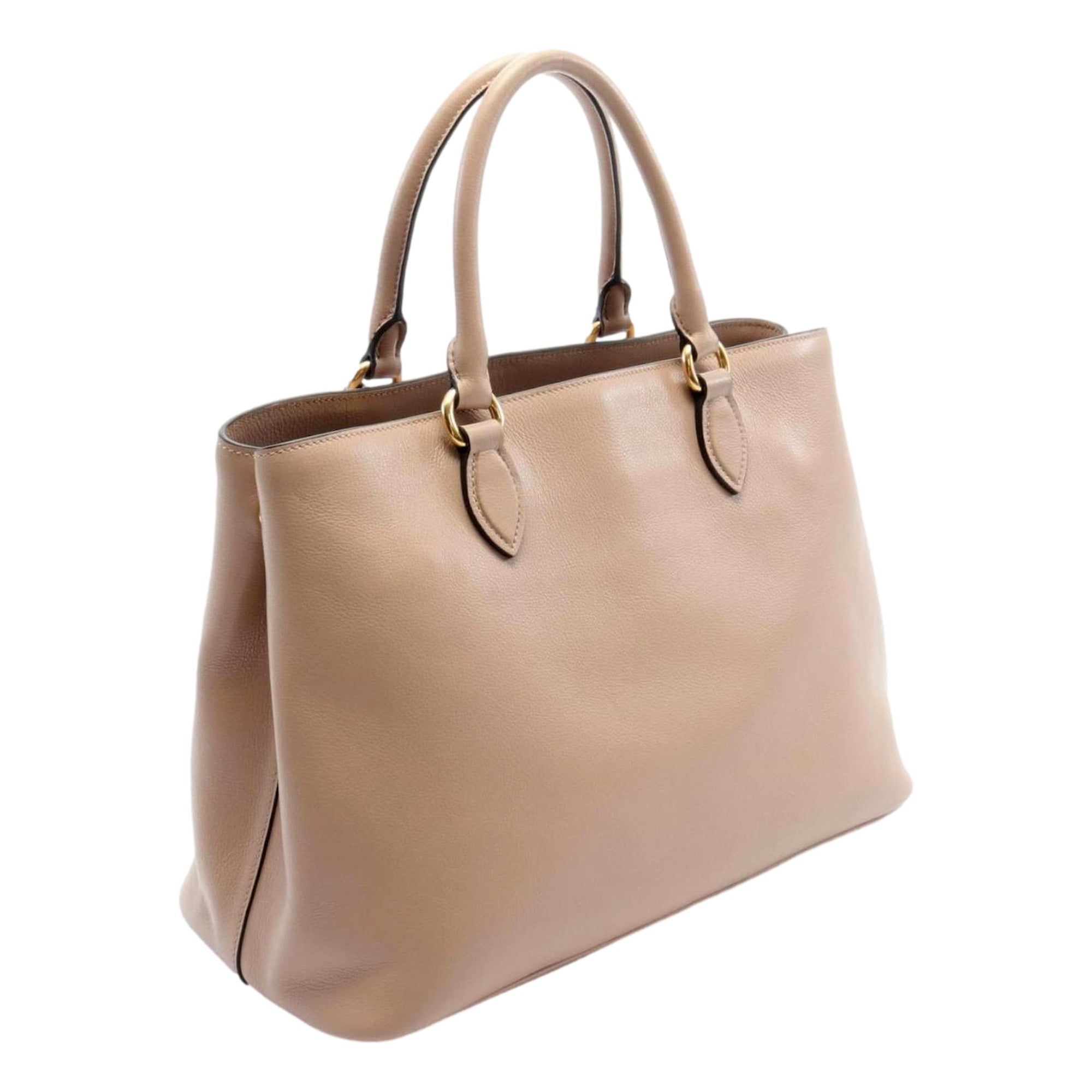 Prada Cammeo Beige Soft Leather Shopper Tote Shoulder Bag