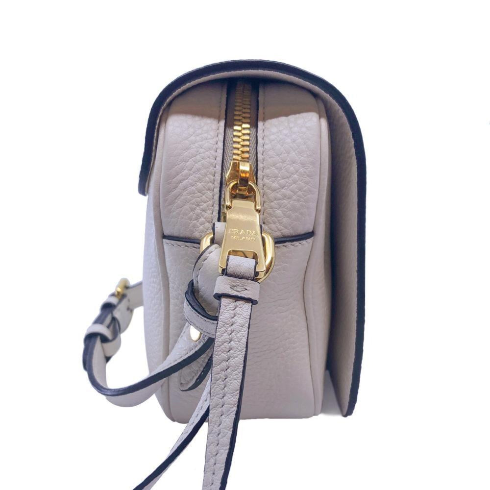 Prada Ivory Vitello Phenix Leather Flap Crossbody Bag