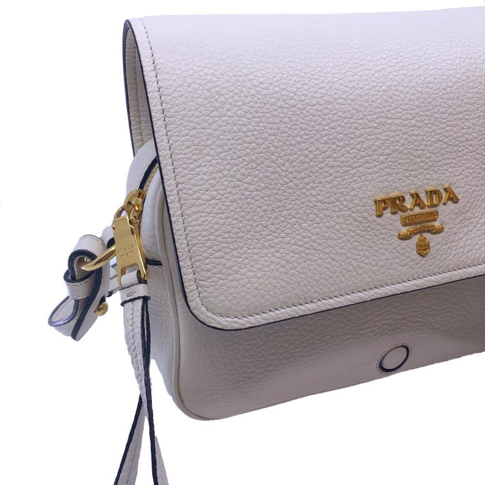 Prada Ivory Vitello Phenix Leather Flap Crossbody Bag