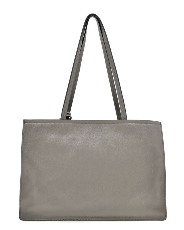 Prada Argilla Grey Glace Calf Leather Shopping Tote Bag