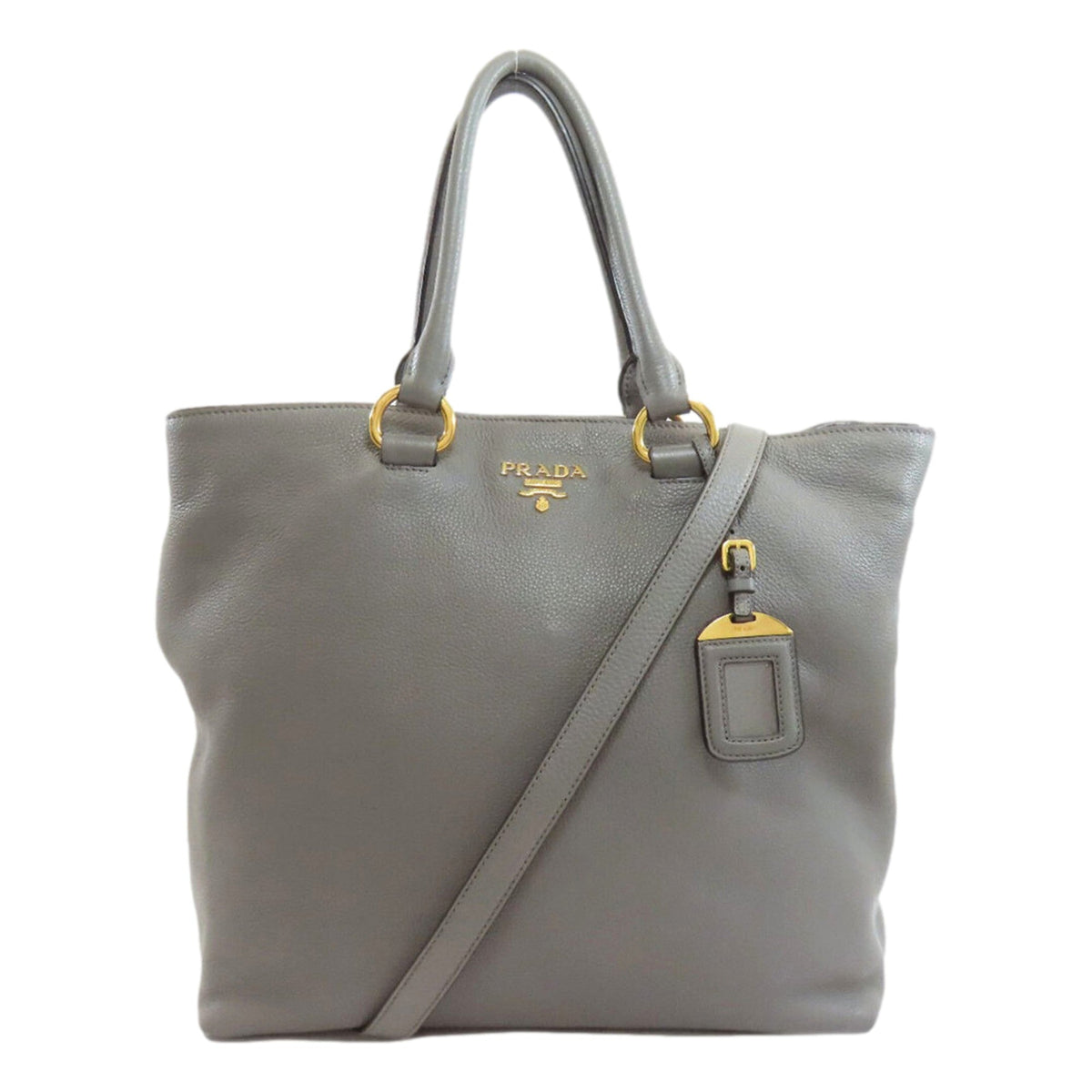 Prada Gray Vitello Phenix Shopping Tote Bag