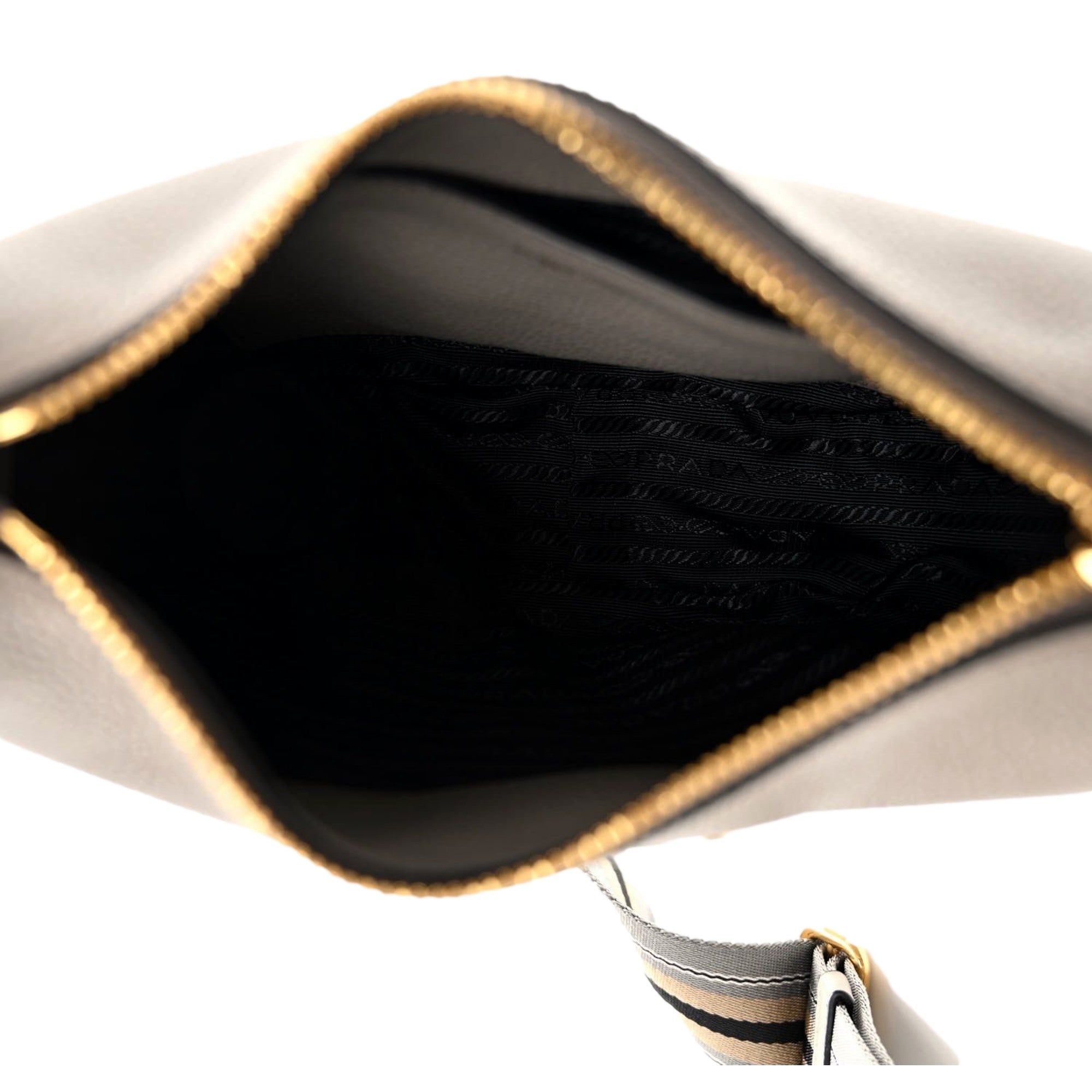 Prada Vitello Phenix Zippered Messenger Hobo Grey Leather Shoulder Bag