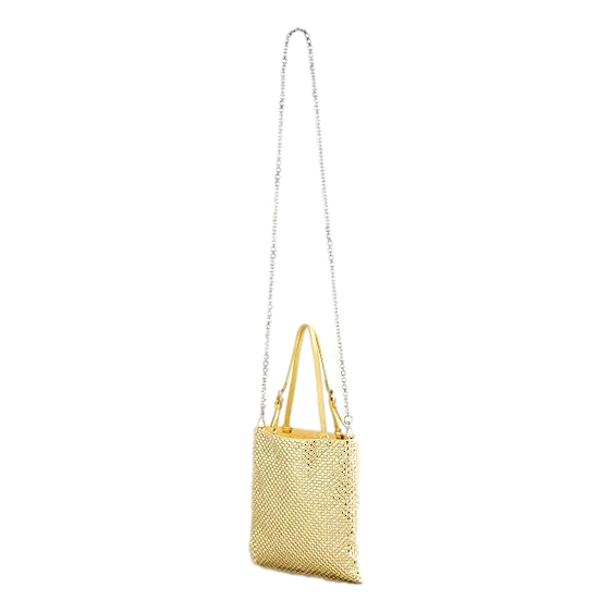 Prada Mini Satin Crystal Embellished Double Handle Crossbody Handbag Yellow