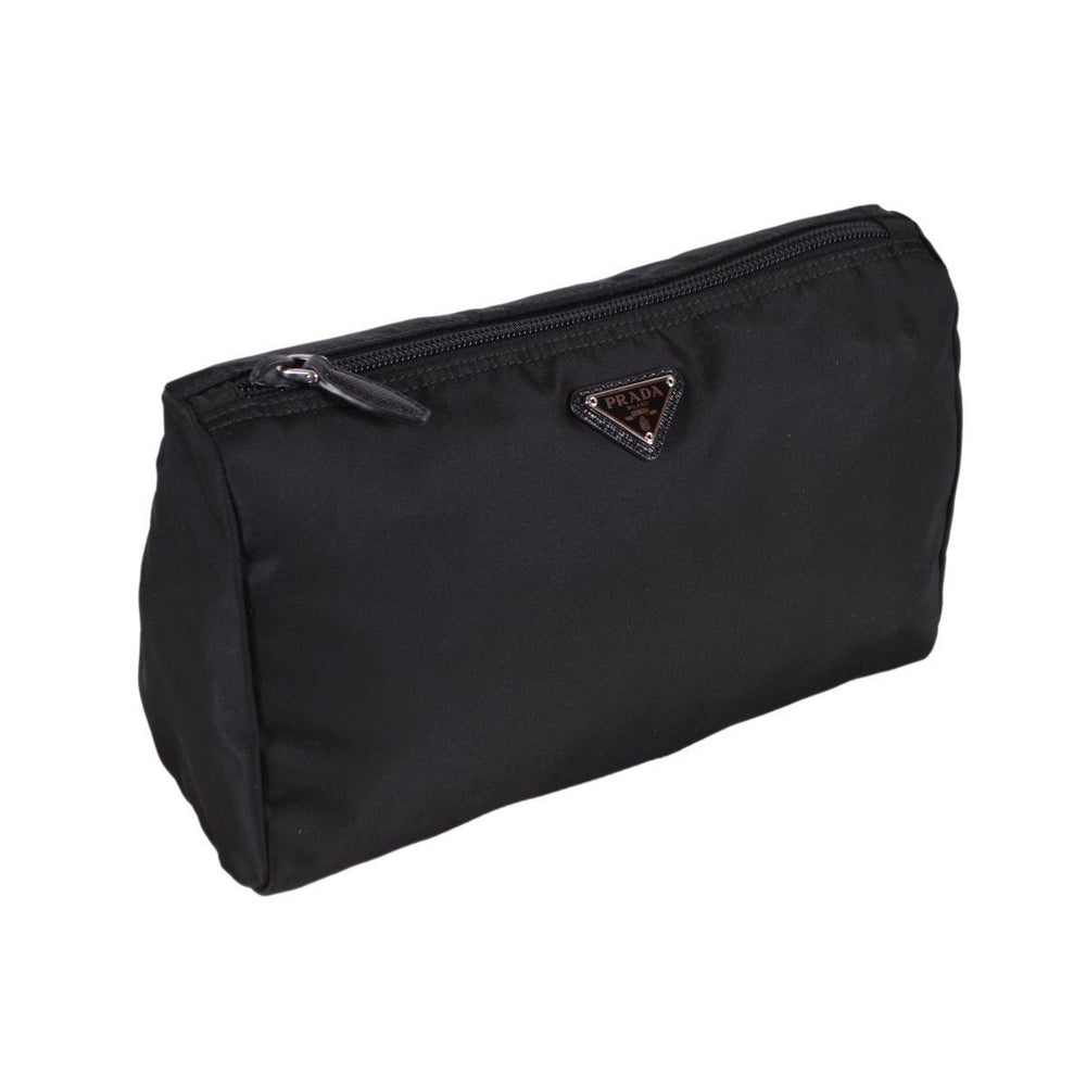 Prada Black Tessuto Nylon Medium Cosmetic Case Clutch