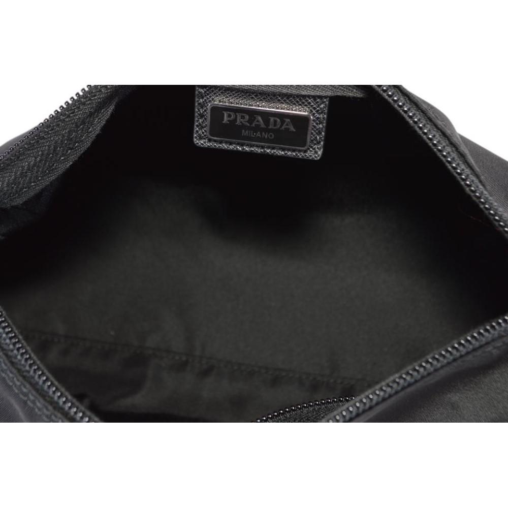 Prada Black Tessuto Nylon Medium Cosmetic Case Clutch