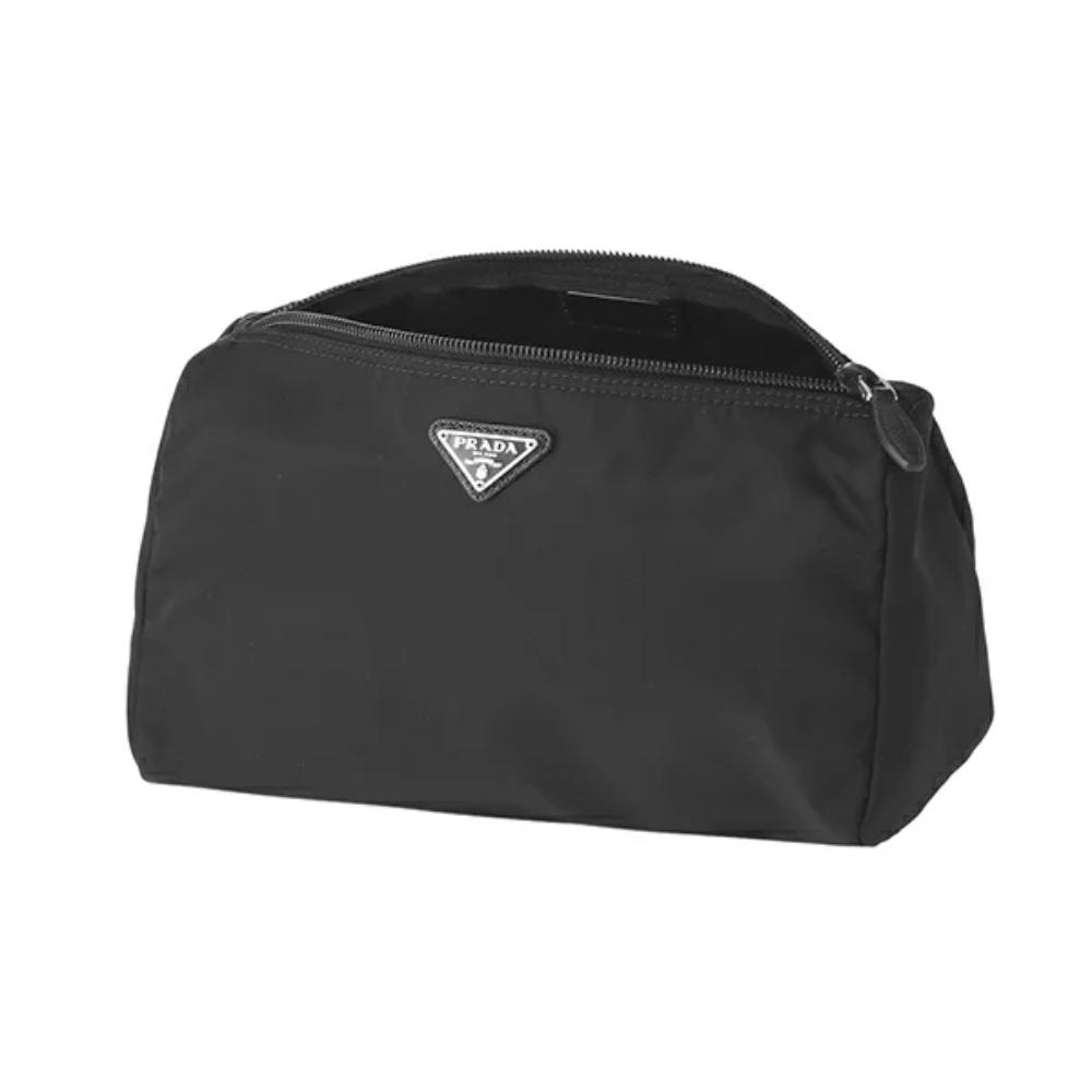 Prada Black Tessuto Nylon Medium Cosmetic Case Clutch