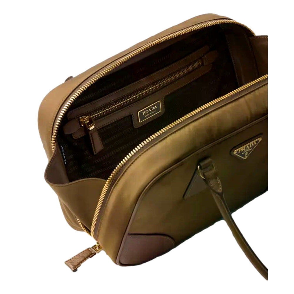 Prada Re-Edition 1978 Medium Re-Nylon and Saffiano Leather Two-Handle Bag Cork Beige