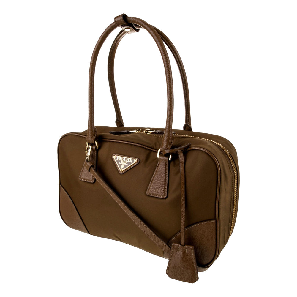 Prada Re-Edition 1978 Medium Re-Nylon and Saffiano Leather Two-Handle Bag Cork Beige