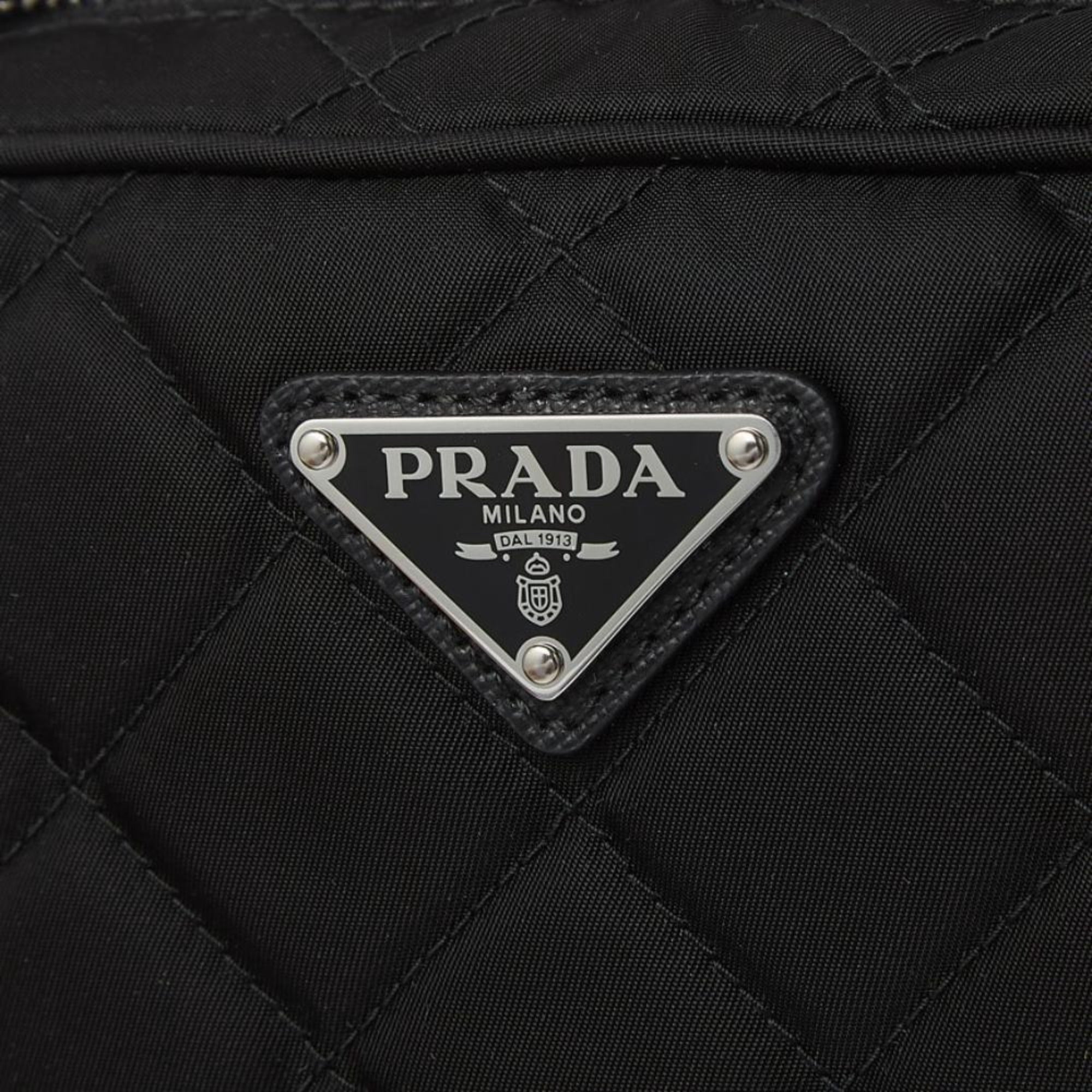 Prada Re-Edition Nylon Quilted Black Triangle Logo Crossbody Bag