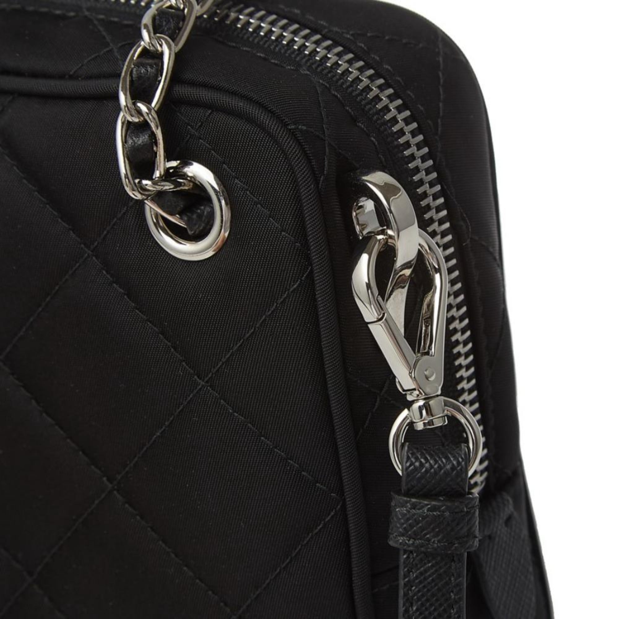 Prada Re-Edition Nylon Quilted Black Triangle Logo Crossbody Bag